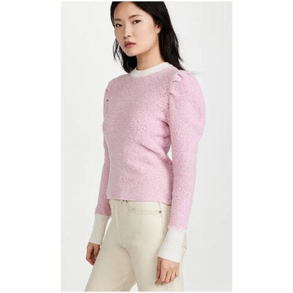 Autumn Cashmere Pink Cashmere Merino Puff Sleeve Crew Sweater Dual tone size S - Picture 12 of 12